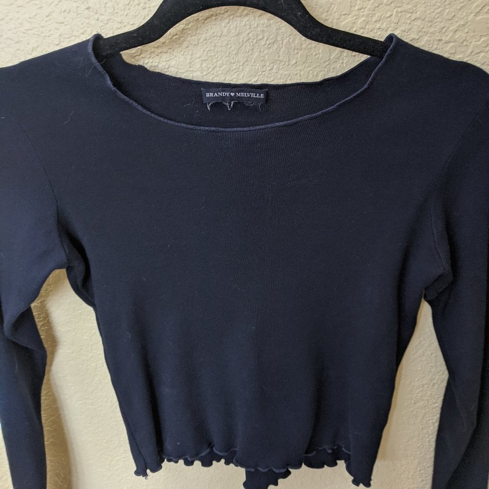 Brandy Melville long sleeve black crop top